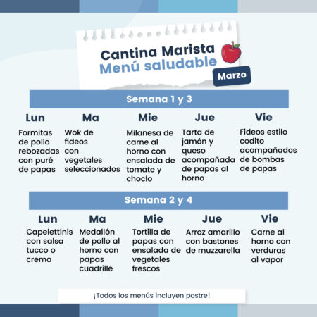 Imagen Cantina: Menú Saludable – Marzo